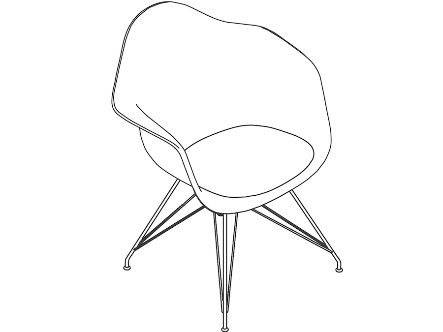 Un dibujo - Sillón Eames de fibra de vidrio moldeada–Base de alambre–Almohadilla del asiento tapizada