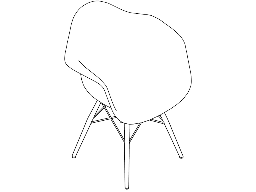 Un dibujo - Sillón Eames de plástico moldeado–Base de clavijas–Sin tapizar