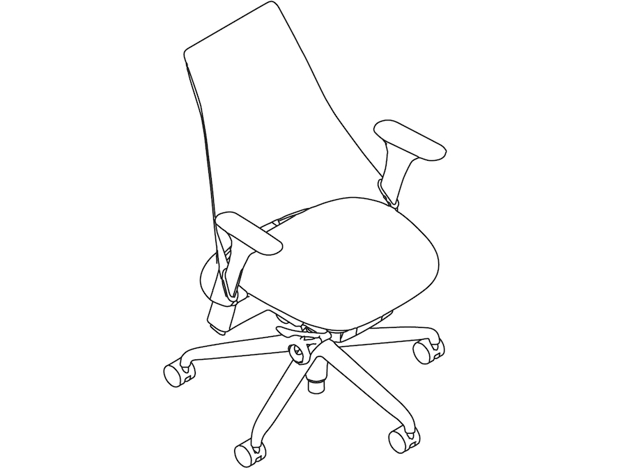 Un dibujo - Silla Sayl–Respaldo alto tapizado–Brazos totalmente ajustables