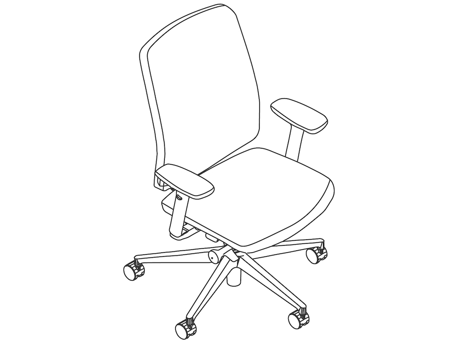 Un dibujo - Silla Verus con respaldo tapizado y brazos con altura ajustable