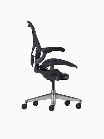 Side view of an Aeron ESD Chair in size B, granite frame and suspension, and polished base.