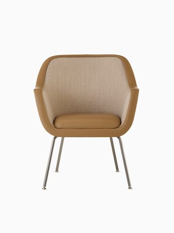 Silla Bumper de visita con brazos estándar y base de cuatro patas, vista frontal.