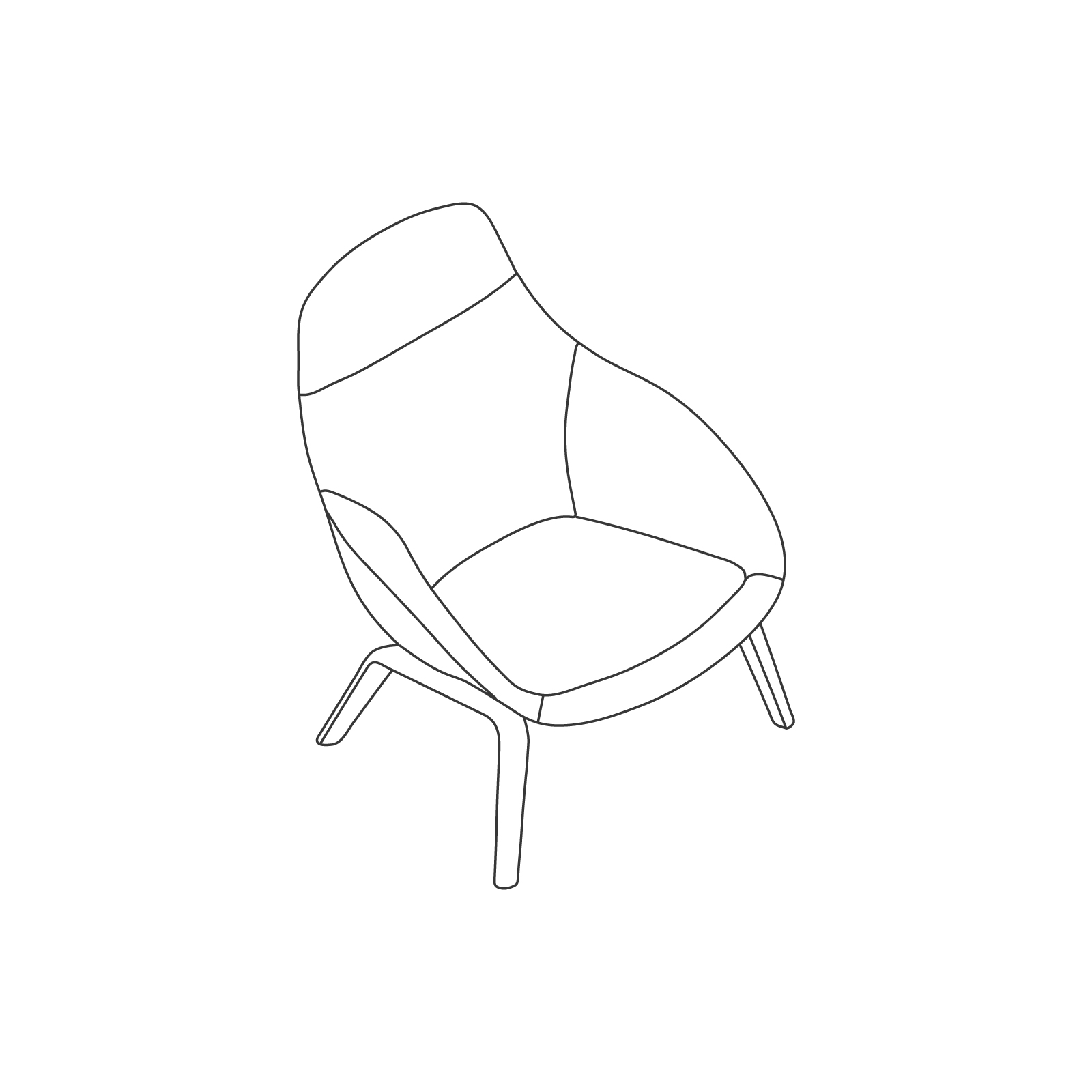Um desenho de linha - Always Lounge Chair–Base em madeira