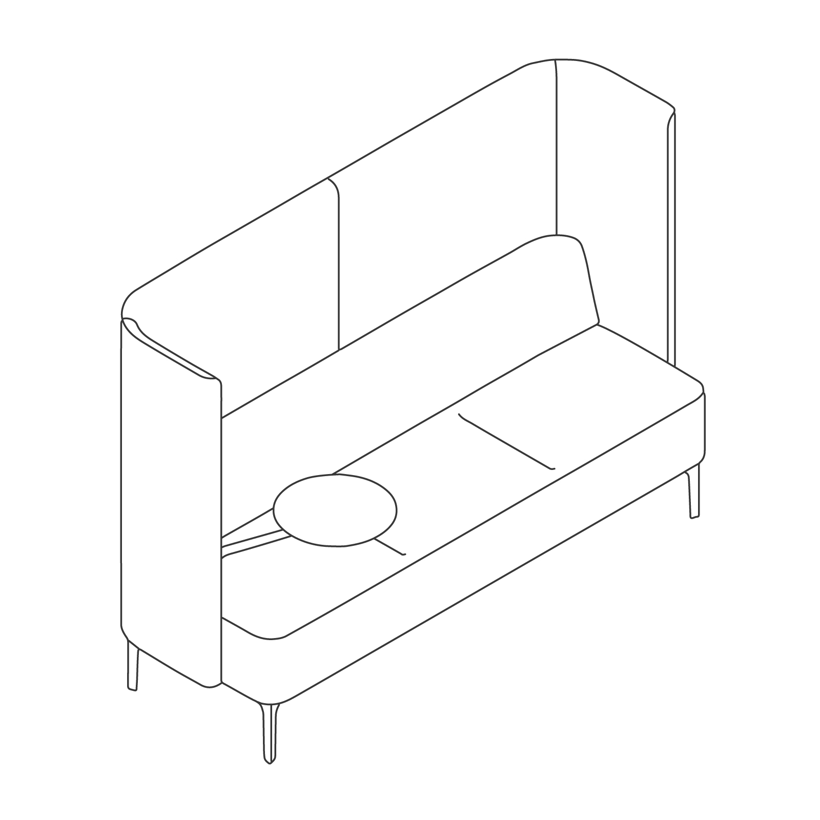 Um desenho de linha - Sofá Pullman–3 assentos–Prancheta à direita Um desenho de linha - Sofá Pullman–3 assentos–Prancheta à direita