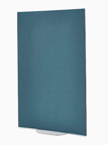 Light blue OE1 Curved Screen with white base, viewed from an angle.